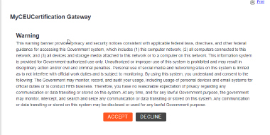 CEUCertification Gateway Warning