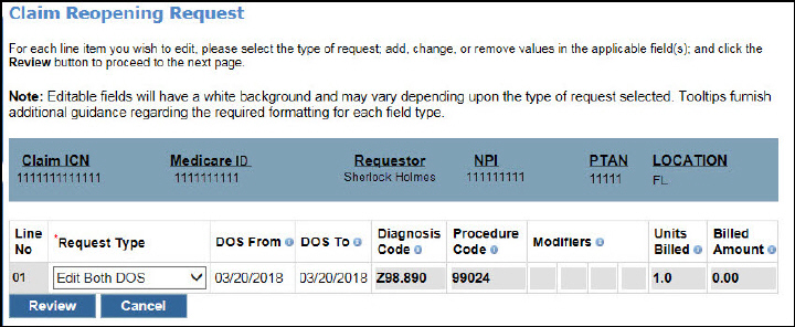 change DOS fields