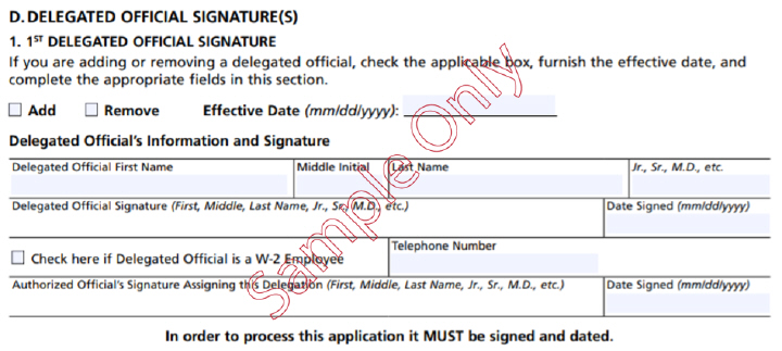 ere is a screenshot of the delegated official signature page.