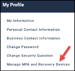 ick on Manage MFA and Recovery Devices