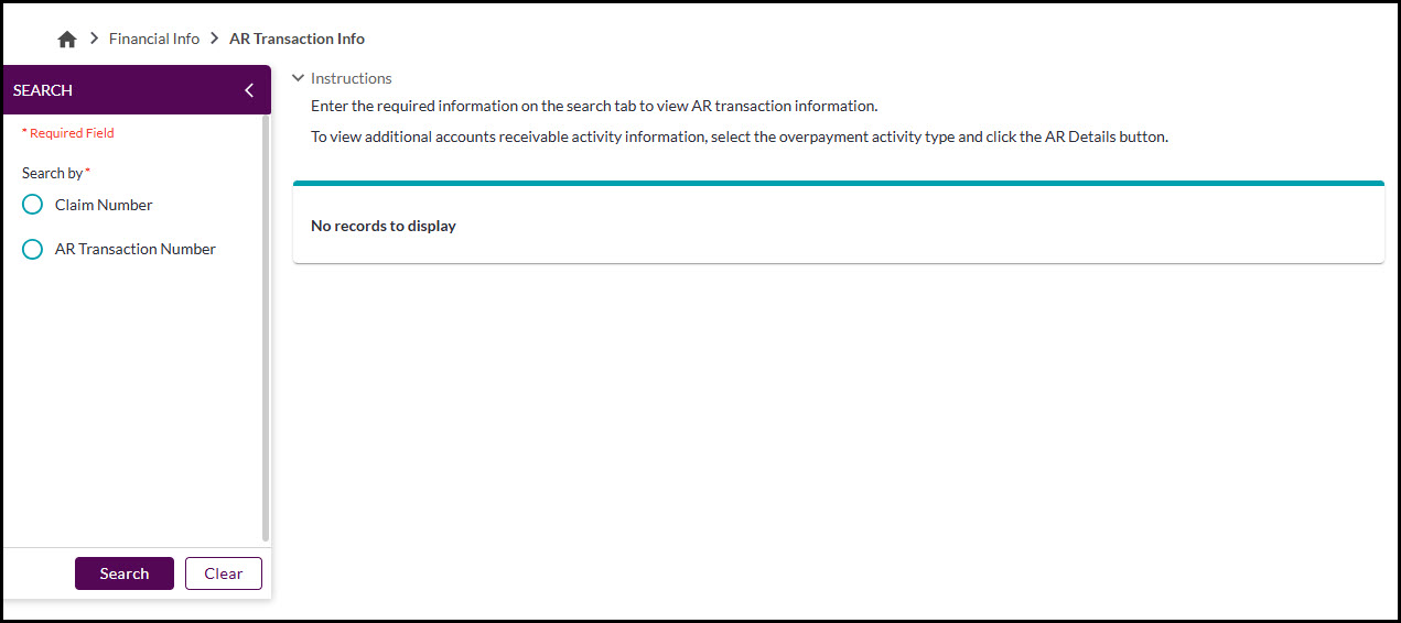 Búsqueda de información de las transacciones de AR