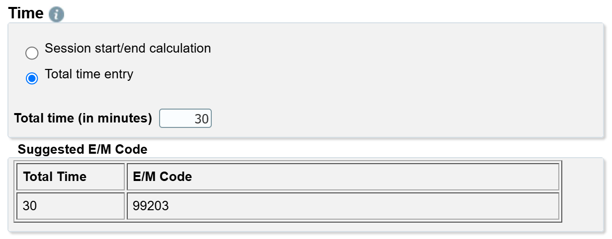 Total time entry
