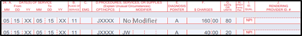JW modifier more than one vial