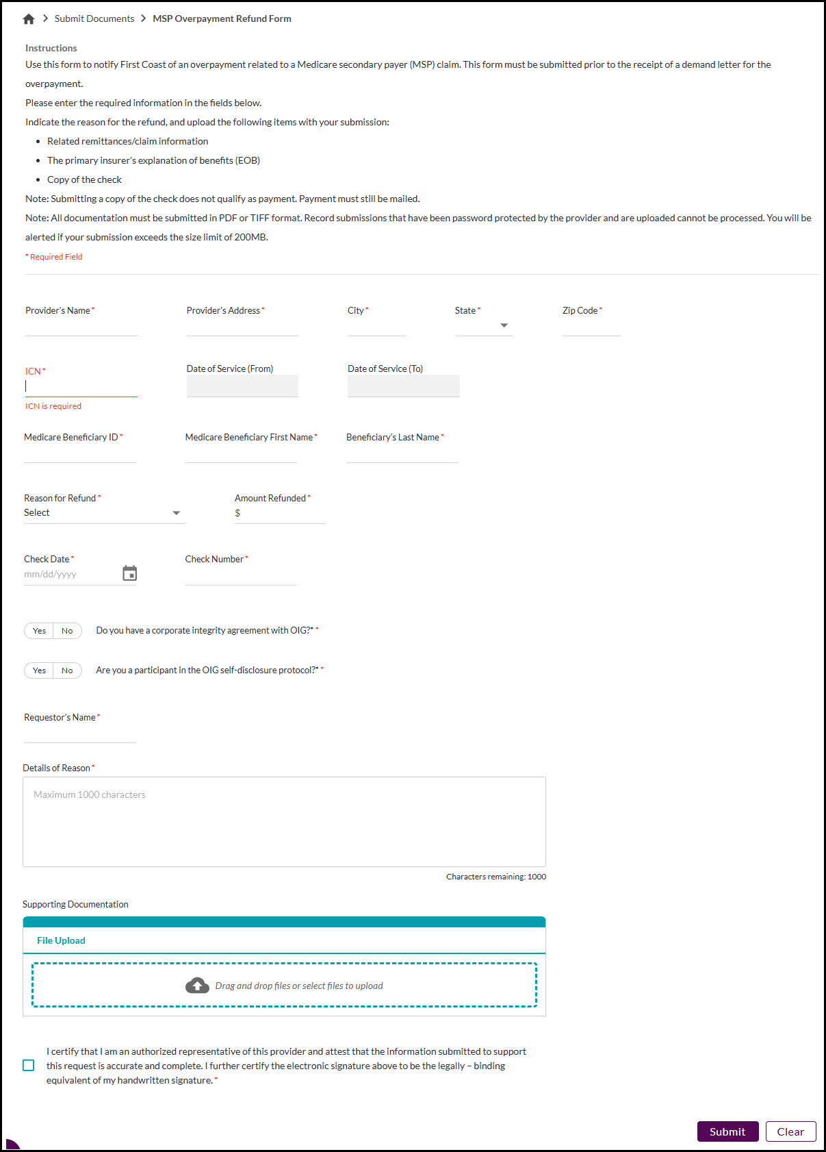MSP Overpayment Refund Form