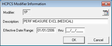 HCPCS modifier info - date range