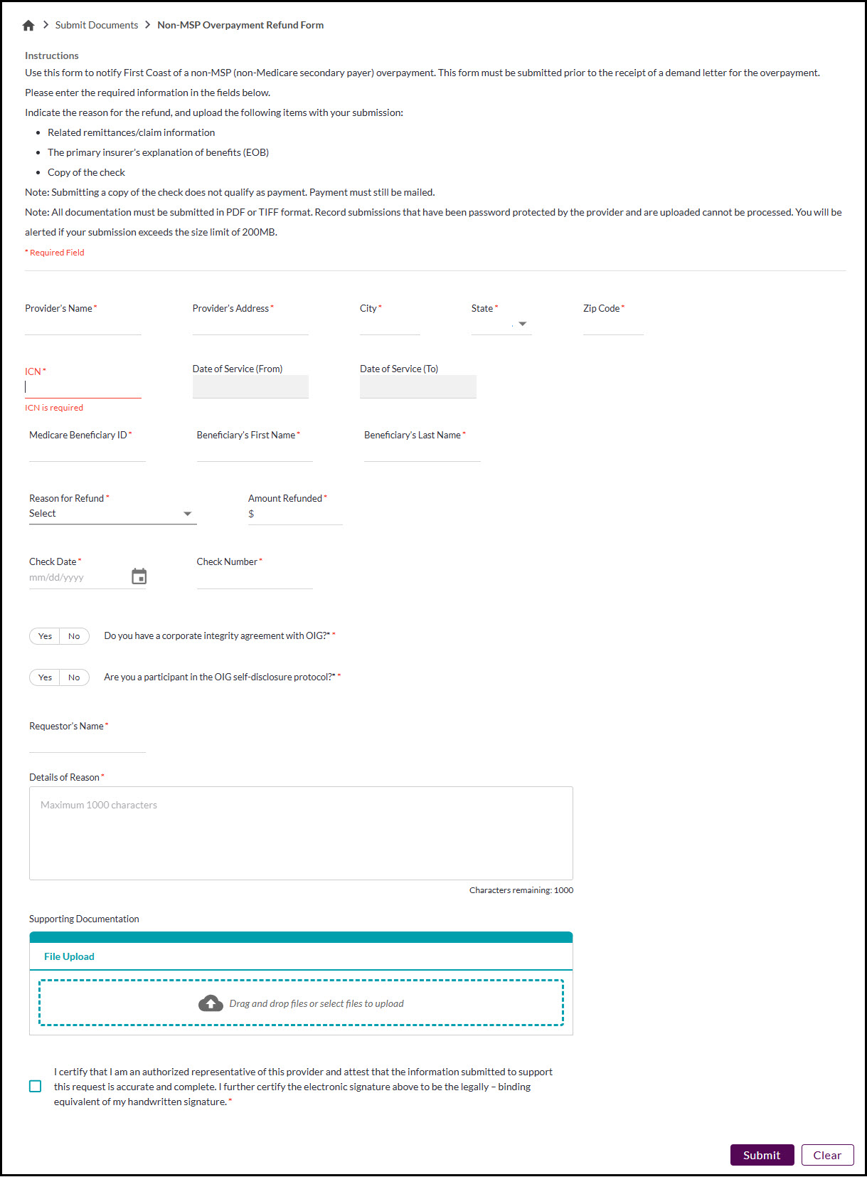 Part B – Non-MSP Overpayment Form