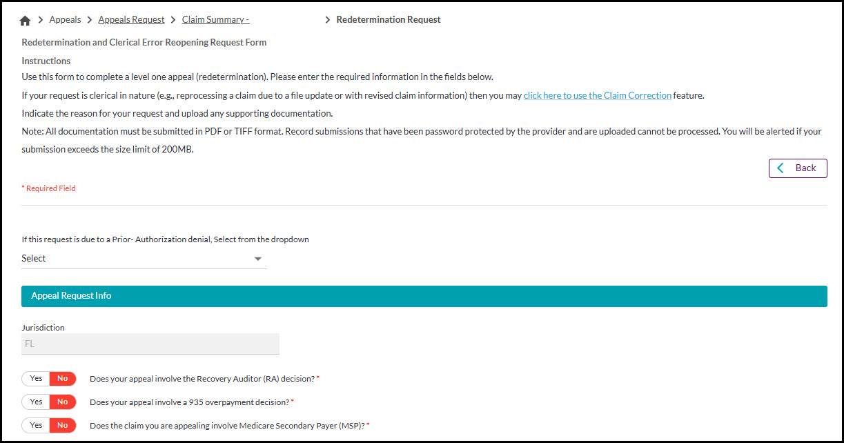 Part B – Redetermination request form