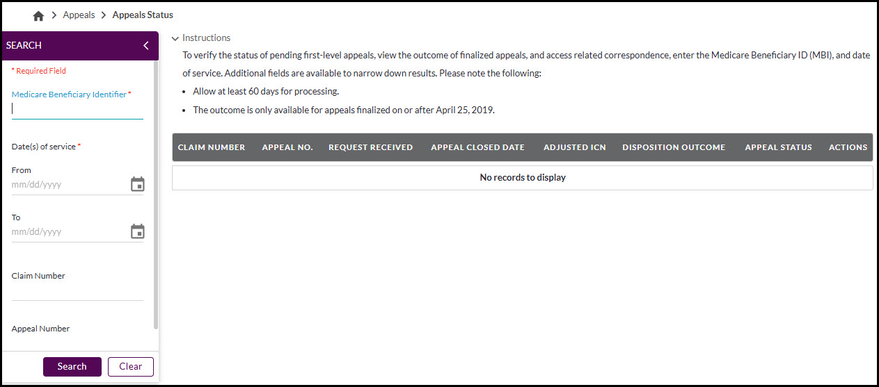 Part B - Appeals Status