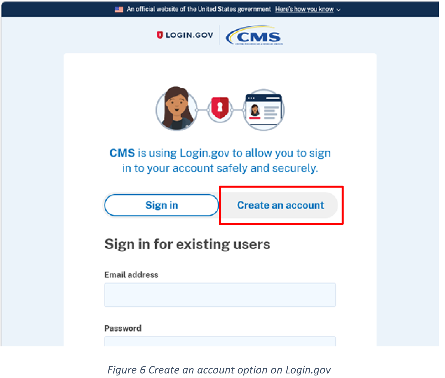 create an account option