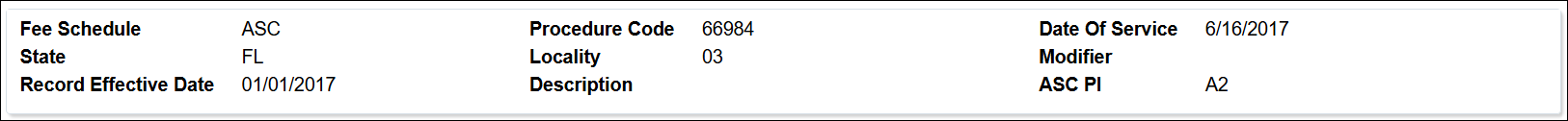 Ejemplo del código de procedimiento 66984