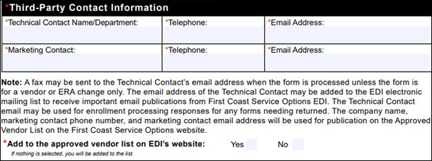 Información de contacto de terceros