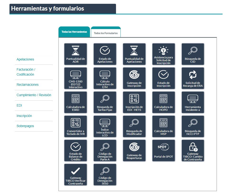 Herramientas y formularios