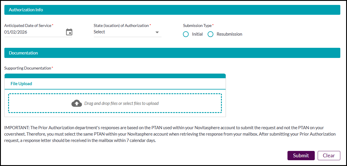 Solicitud de autorización previa de la Parte B - ASC 4
