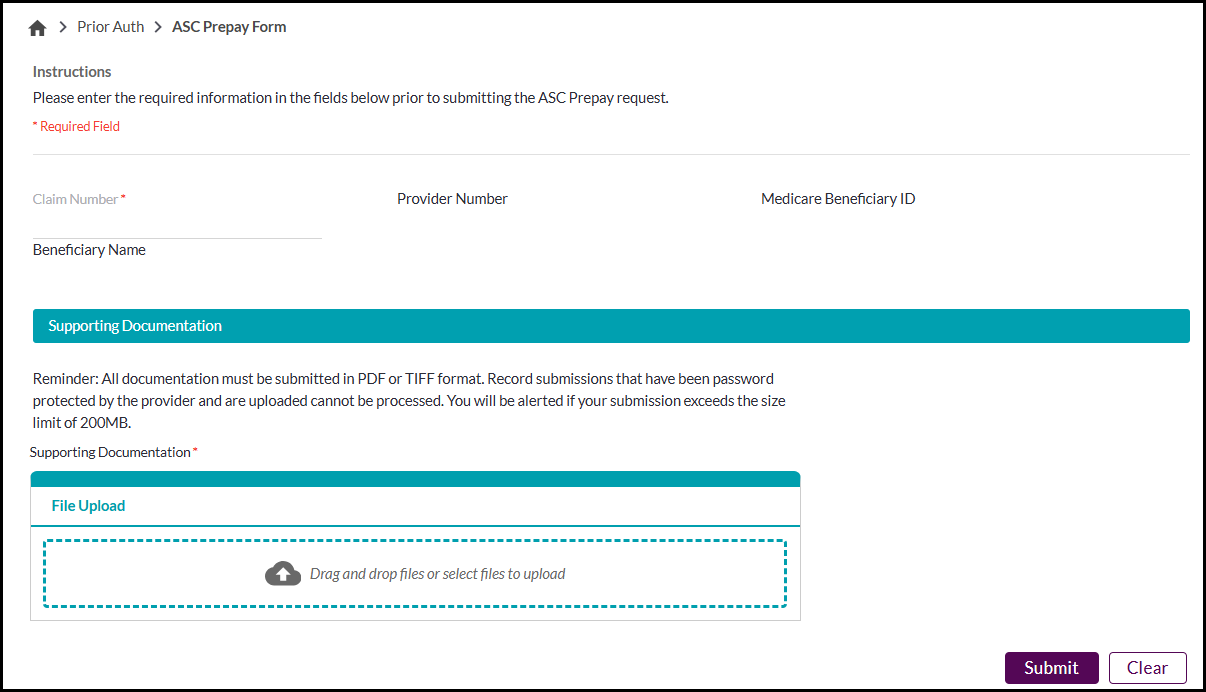 Formulario de prepago de ASC