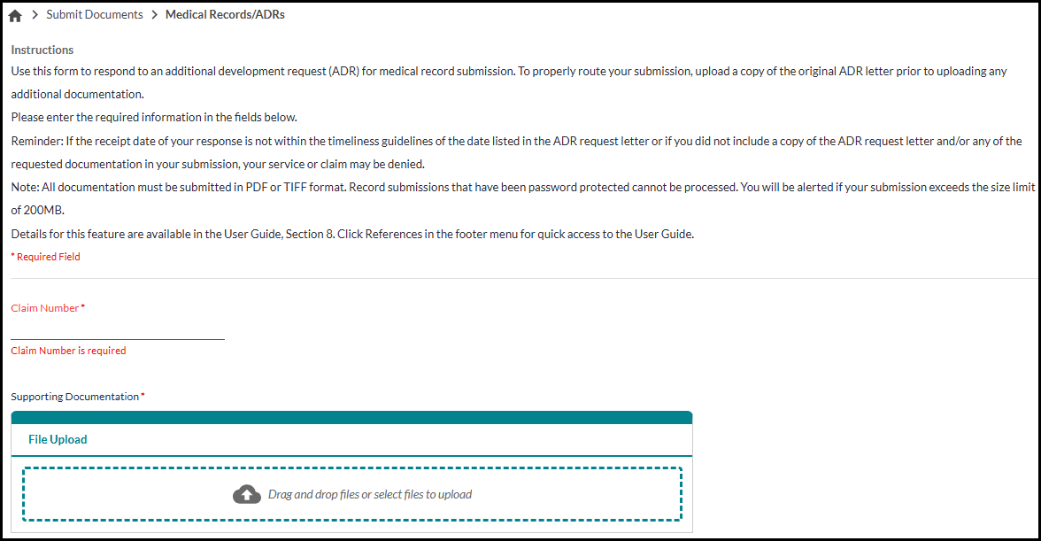 submit docs medical records and adrs