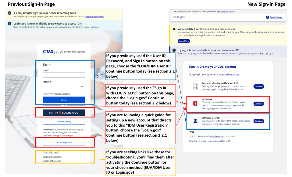 previous vs new sign in page