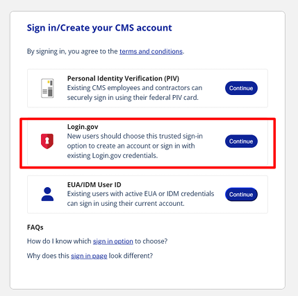 Login.gov continue button