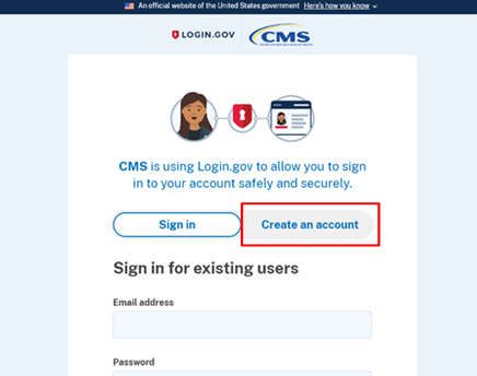 create an account button