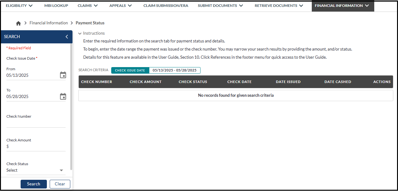 payment status search