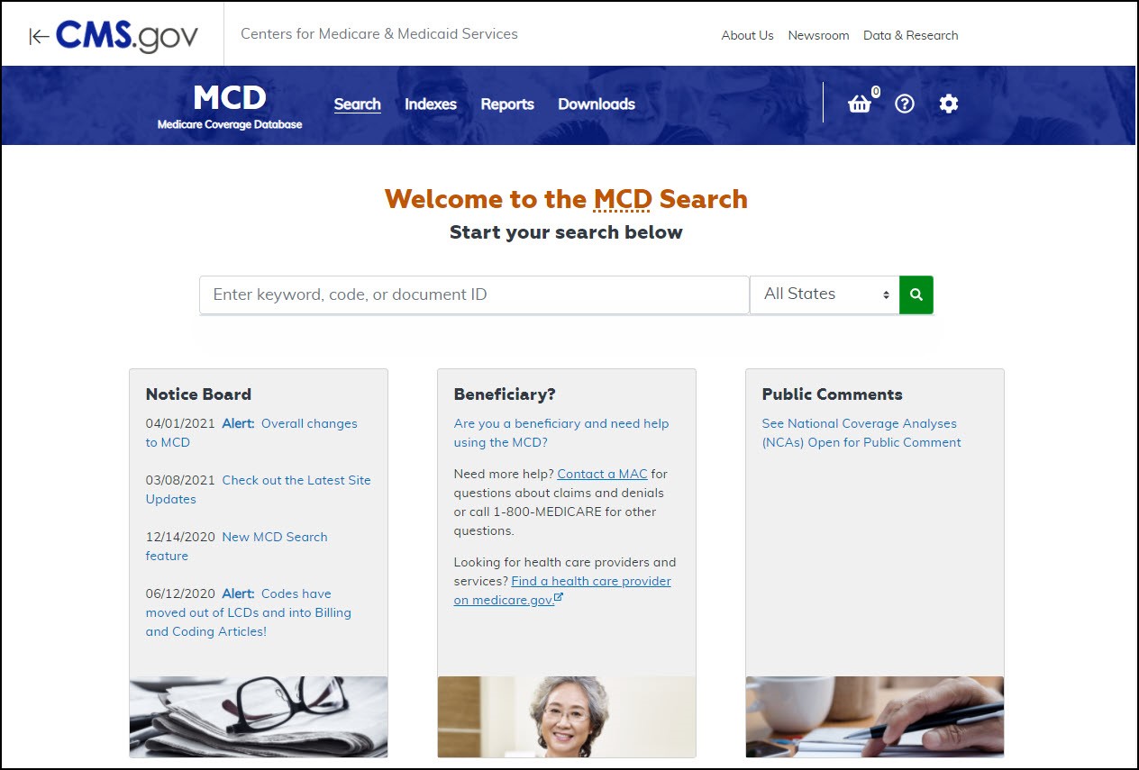 search by code, document ID, procedure code or keywords