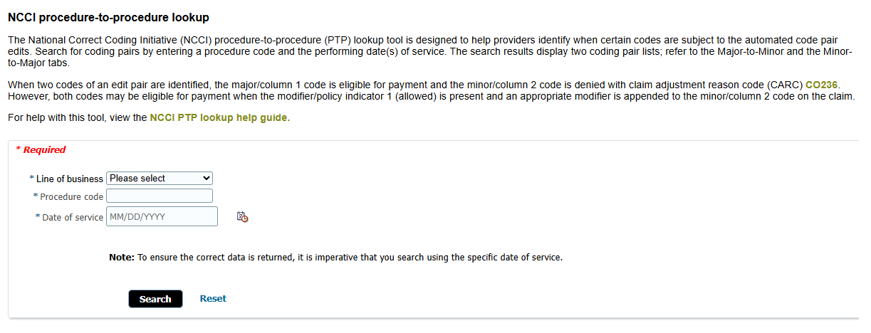 NCCI PTP tool