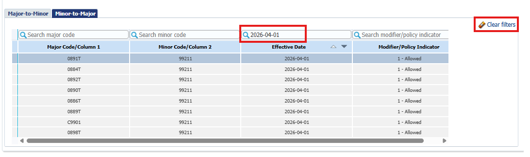 Filtering results