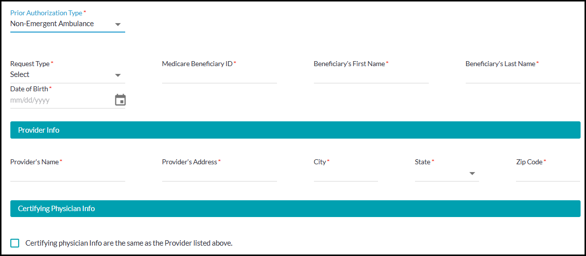 Parte B - Solicitud de autorización previa - ambulancia que no sea de emergencia 1