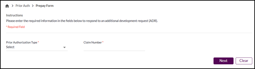Prepay Form Claim Number