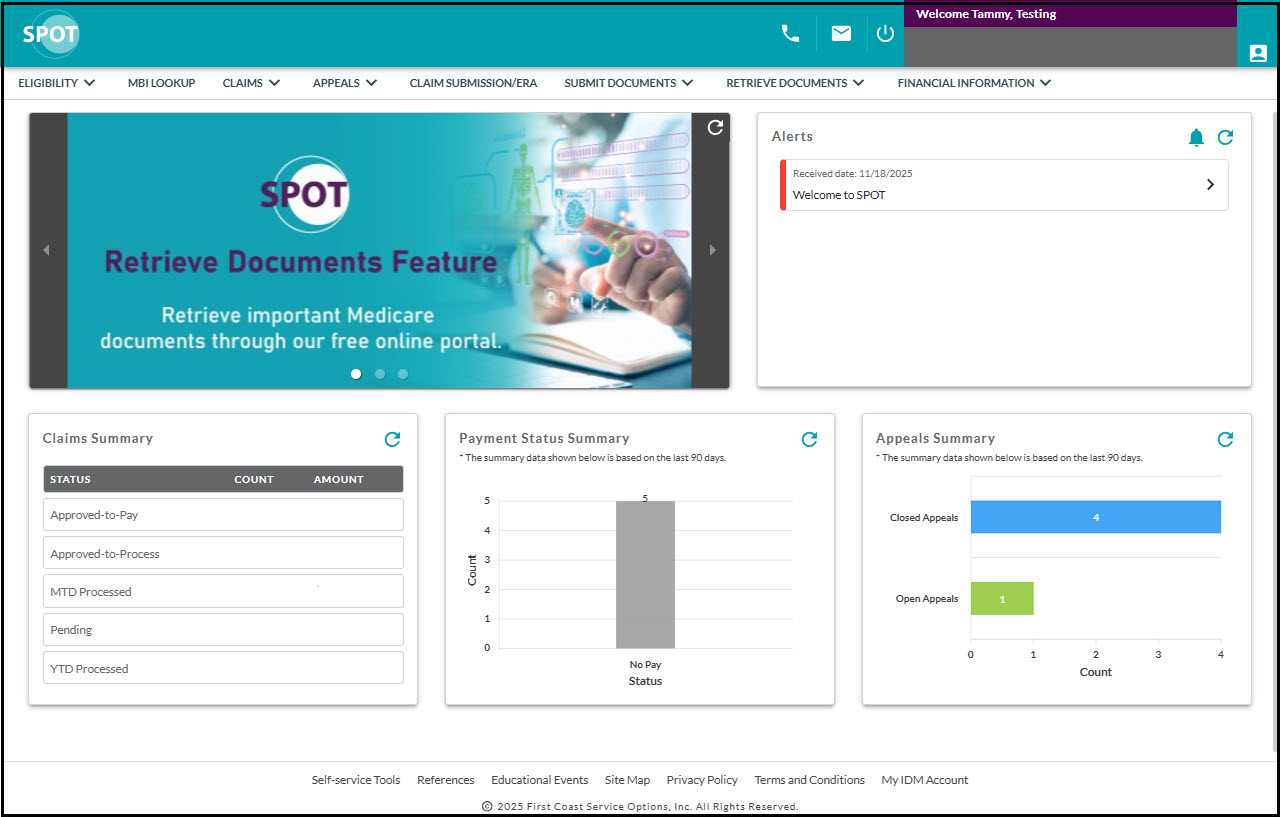 Página de inicio de SPOT