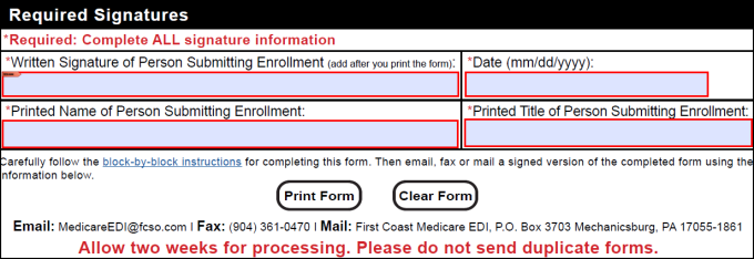 Required signatures