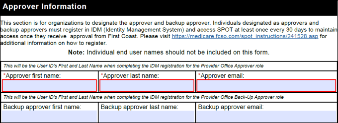 Approver information