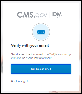 email verification screen