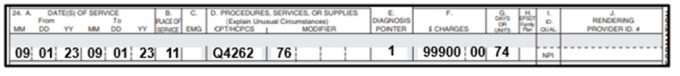 Claim example 2 of 4 Block 24 of 1500 claim form billing