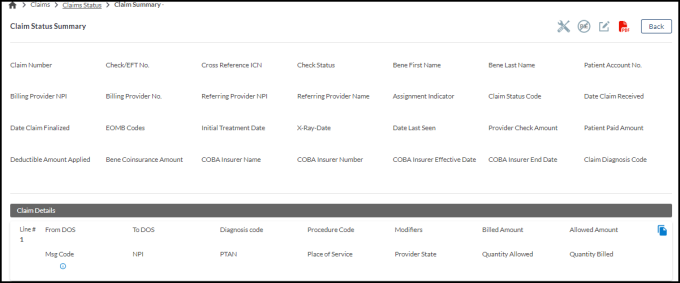 Part B – Claim Status Summary