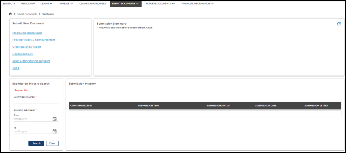 Part A Submit Documents Dashboard
