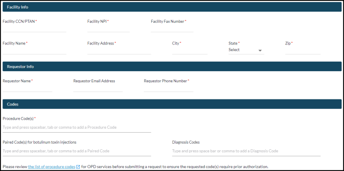 Prior Authorization Request  – HOPD 2
