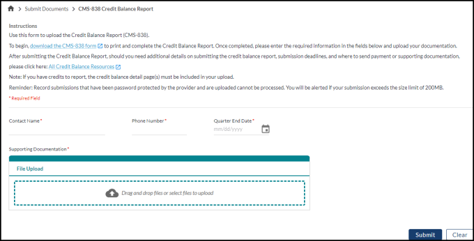 credit balance report submission form