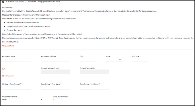 Part B – Non-MSP Overpayment Form 1