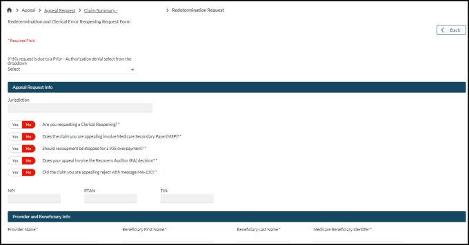 Part A – Redetermination Request (1)