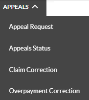 Part B - Appeals submenu