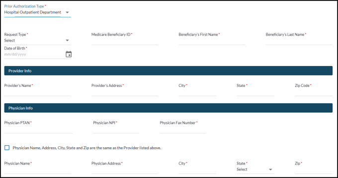 Prior Authorization Request – HOPD 1