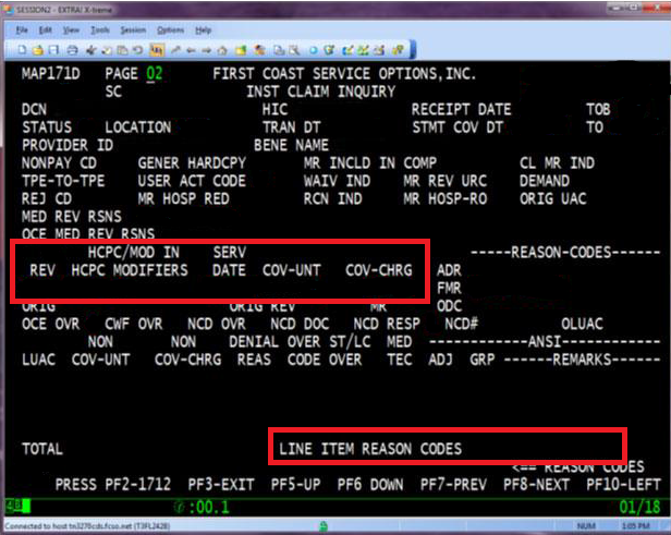 Detailed claim information to identify line item(s) that resulted in the claim error.