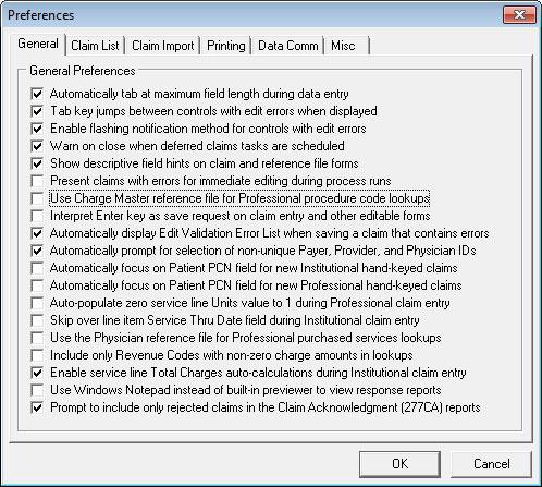 Charges master preferences