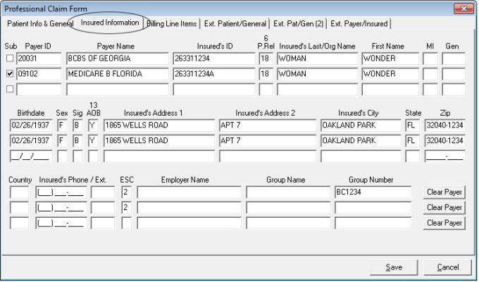 Claim entry: MSP Insured info