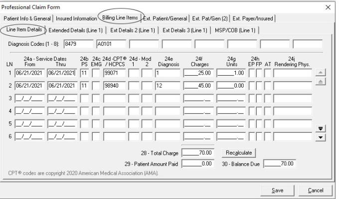 Detalles del elemento de línea: MSP