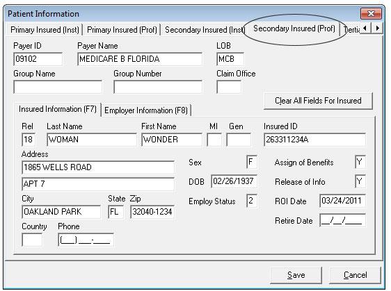 Patient info - Medicare secondary