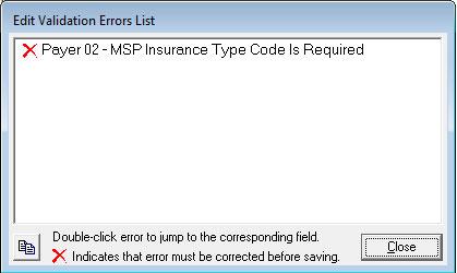 Errores de validación de MSP