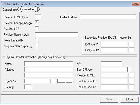 Proveedor institucional: información extendida