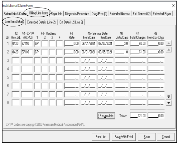 Institucional: elemento de línea de MSP