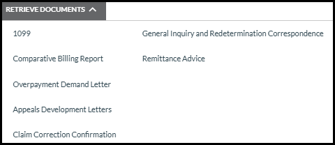 Retrieve Documents menu - Part B